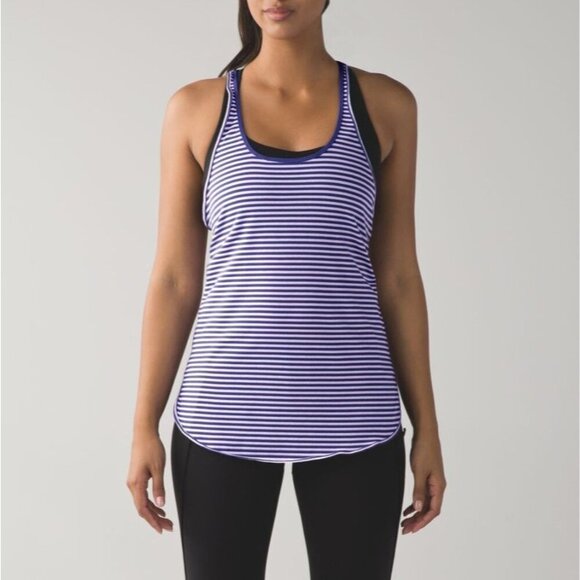 Lululemon Tank What The Sport Singlet Stripe Iris Flower Pretty Purple Size 6 - Picture 2 of 9